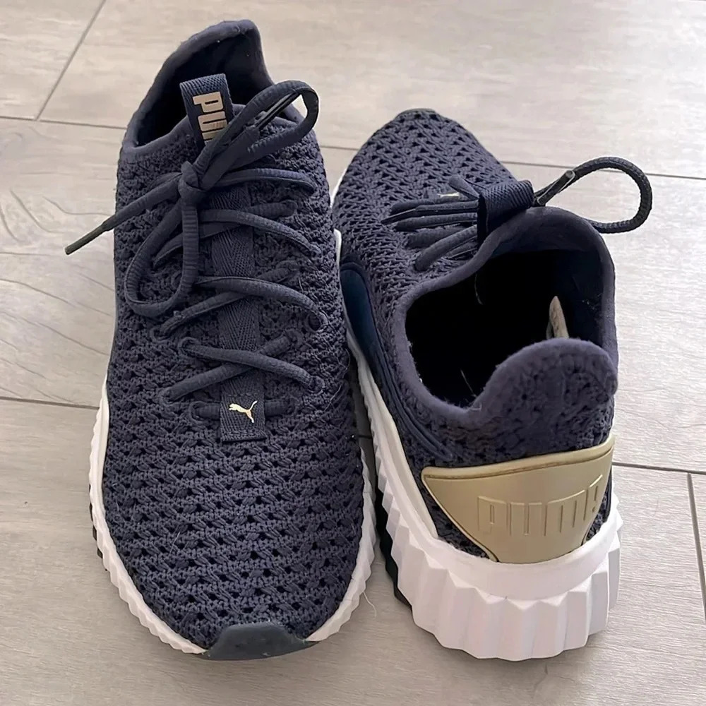 PUMA Knit Lace Sock Runners Navy, Size 7.5